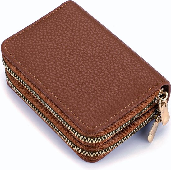 Portefeuille Femme - Cuir- Simili cuir - Marron - Porte-cartes - Cartes - Portefeuille