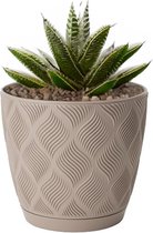 Pot De Fleurs KADAX Tubas Avec Soucoupe - Forme Vague 3D Plastique 27 Cm Anthracite