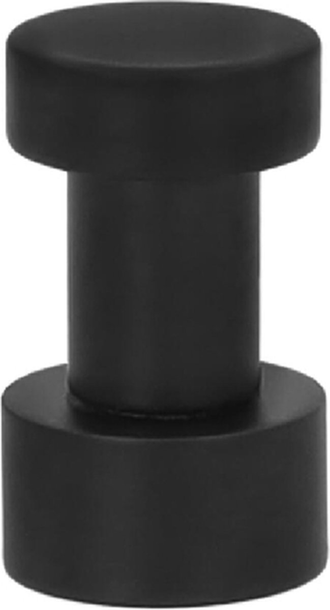 Sanimex - Handdoekhaak - Wandhaak - Knop - Rond - Metaal - Zwart