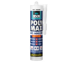 Bison Poly Max Kit wit koker 280 ml, alles in 1 kit, waterdichte afdichting, universeel, binnen en buiten, overschilderbaar, vullend, krimpvrij, temperatuurbestendig van - 40°C tot + 100°C
