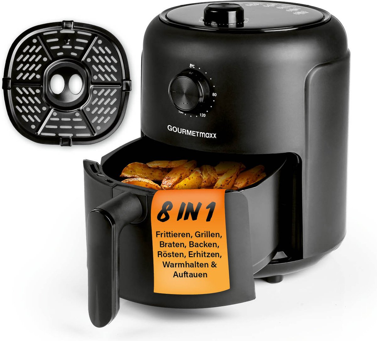 Afbeelding 2 van GOURMETmaxx Heteluchtfriteuse met 2,3 liter & 1000 watt - incl. timer & 8 functies