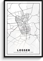 Cadre photo avec affiche - Carte - Looser - Zwart - Wit - 80x120 cm - Cadre pour affiche