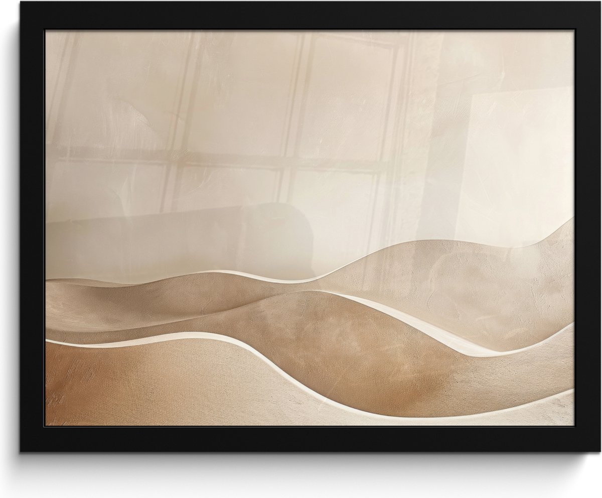 FrameYourWall Poster in lijst - Fotolijst 40x30 cm - Posters - Beige - Natuur - Abstract - Modern - Posterlijst zwart - Decoratie - Wanddecoratie woonkamer - Muurdecoratie slaapkamer Beige - Landschap