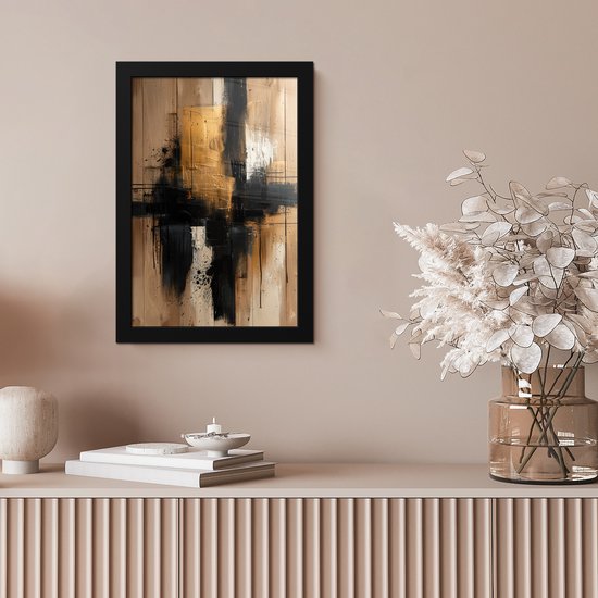 Affiche sous cadre - Cadre photo 20x30 cm - Posters - Moderne - Zwart - Or - Peinture - Cadre affiche noir - Décoration - Décoration Décoration murale salon - Décoration murale chambre