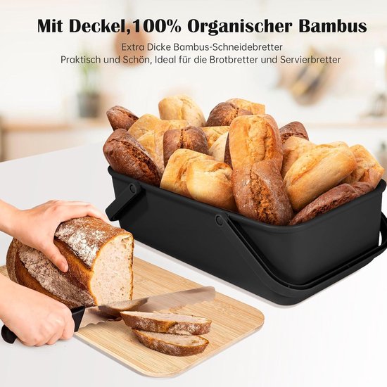 Panera Relaxdays, Tapa De Bambú, Metal,  H X An X F : 13,5 X 33 X 19 Cm Caja Retro Para Pan Recipiente Beige 97411102