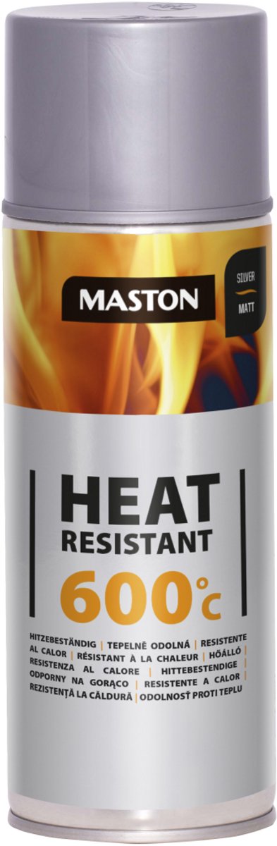 Maston Heat Resistant 600°C - Mat - Zilver - Hittebestendige Spuitverf - 400 ml - spuitbus verf