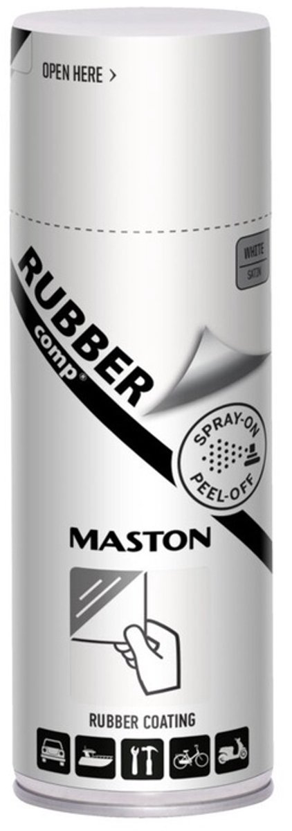 Maston Rubbercomp spray - Zijdeglans - Wit - rubber coating - 400 ml - spuitbus verf