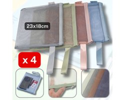 4 TASJES/ZAKJES/POUCHES met Rits, LUXE UITVOERING, 4 Verschillende Kleuren - RANDOM MIX, Maat A5