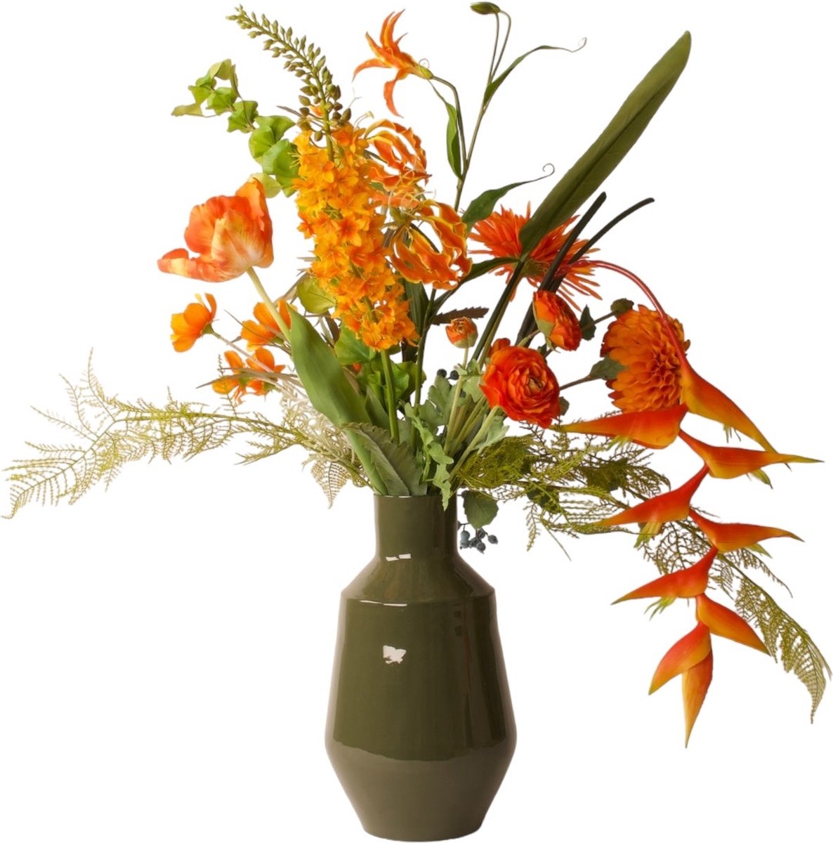 WinQ - Boeket Kunstbloemen Oranje -Plukboeket kunstbloemen