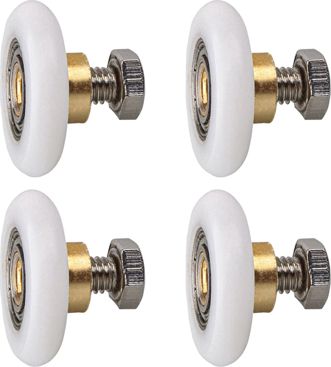KEABATH 4 stks Massief zinklegering Douche Deurrollers, Douche Glazen Deurrol, Douche Twin Wielen Runner Katrollen, 23mm Diameter Wielen voor Douche Behuizing, Douche Scherm Onderdelen Vervanging