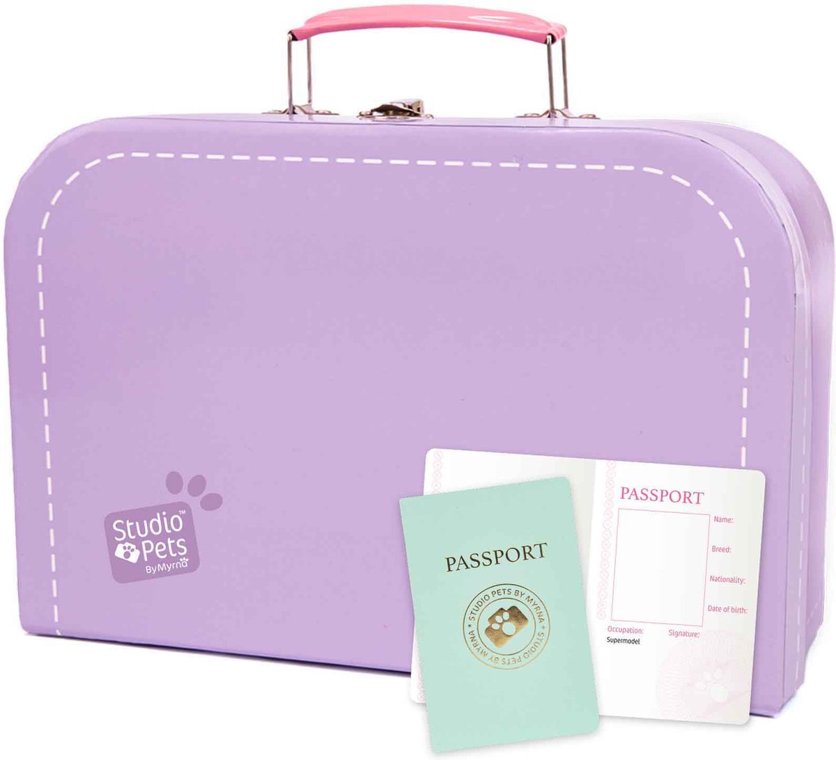 Studio Pets® Lila Kartonnen Koffer met Paspoort