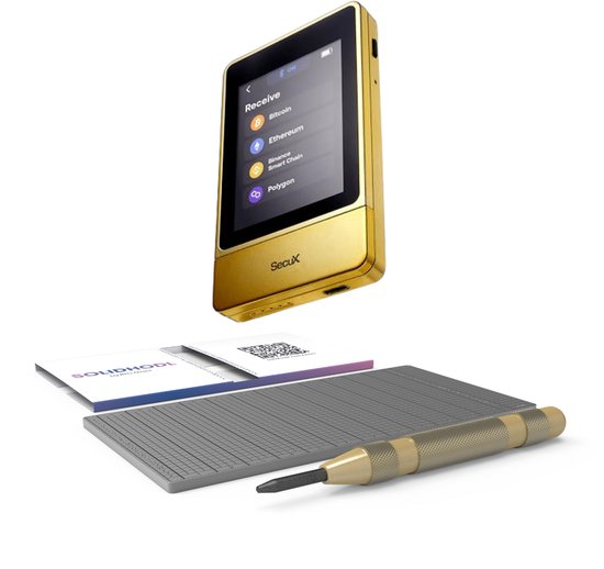 SecuX Neo Series NeoGold + SOLIDHODL Voordeelbundel - Hardware Wallet - Wallet voor Bitcoin, Ethereum en vele andere crypto
