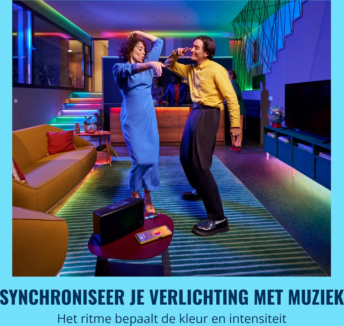 WiZ RGBIC LED strip - 10 meter (2x 5M) - Makkelijke installatie - 16 Miljoen kleuren - Muzieksynchronisatie - RGBIC; meerdere kleur tegelijk — afbeelding 4