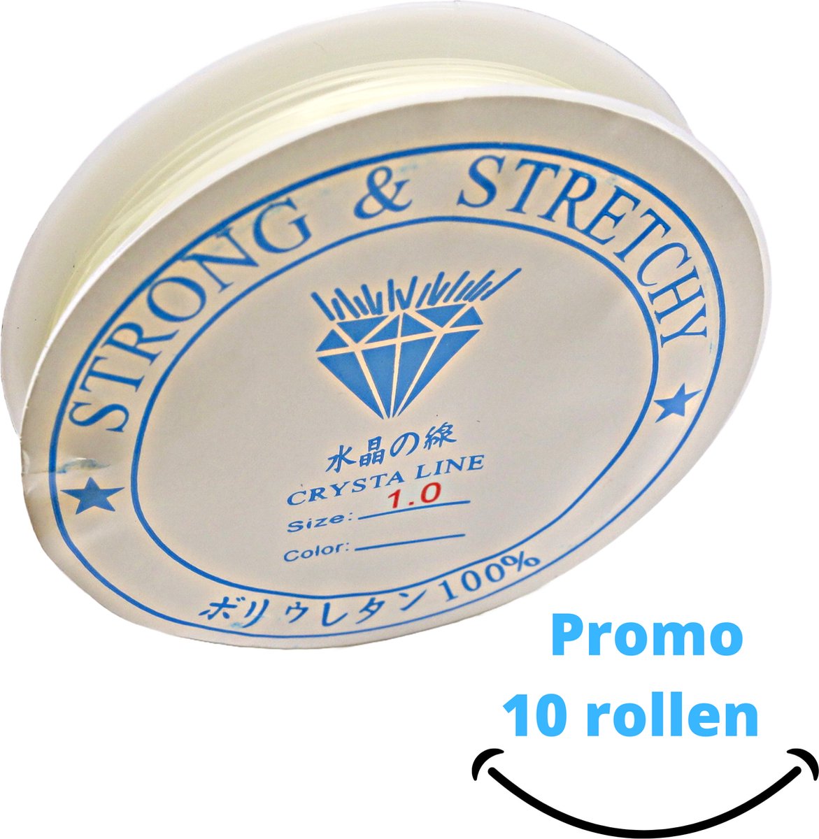 Art & Pearls - 10 rollen van 5 m stevig hobby elastiek voor armbanden - 1 mm - totaal 50 m