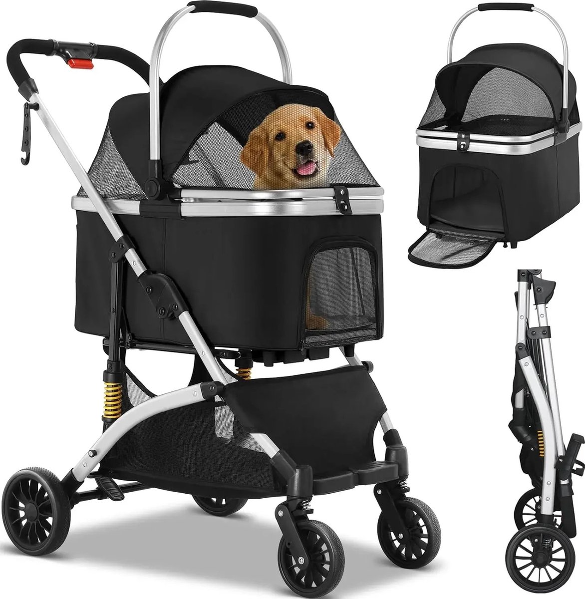 Bol.com luxe hondenbuggy - Hondenbuggy inklapbaar - 40 kg draagcapaciteit - Duitse kwaliteit - Opvouwbaar tot transportbench - G... aanbieding