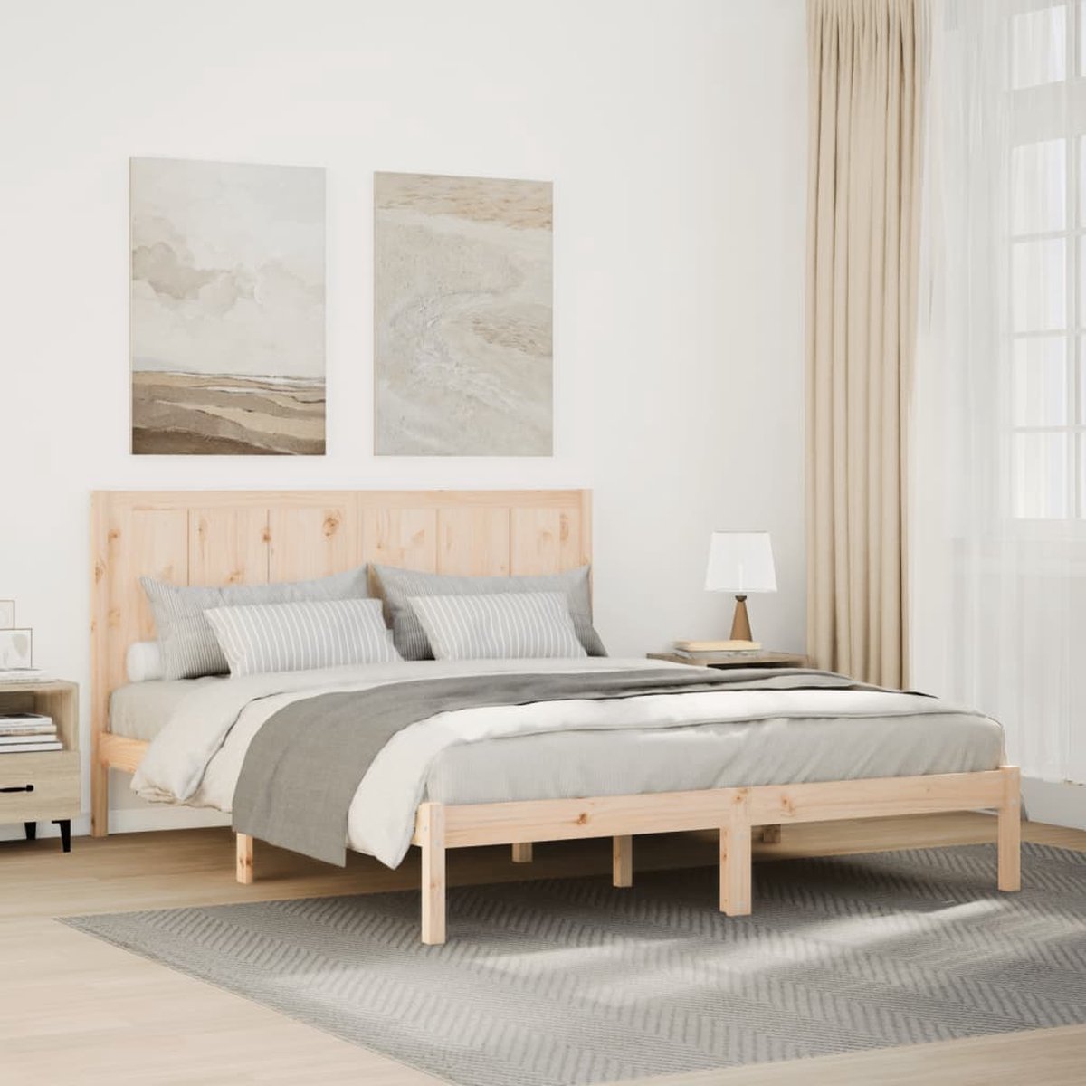 vidaXL Bedframe - extra - lang - zonder - matras - massief - hout - 140x210 - cm