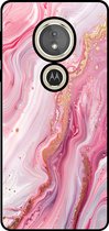 Coque de téléphone Smartphonica pour Motorola Moto E5 / G6 Play avec imprimé marbré - Coque arrière en TPU motif marbre - Rose pour Motorola Moto E5 ; Motorola Moto G6 Play