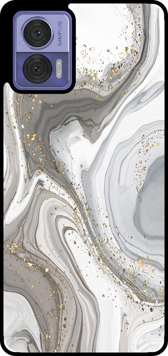 Smartphonica Telefoonhoesje Geschikt voor Motorola Edge 30 Neo met marmer opdruk - TPU backcover case marble design - Zilver geschikt voor Motorola Edge 30 Neo
