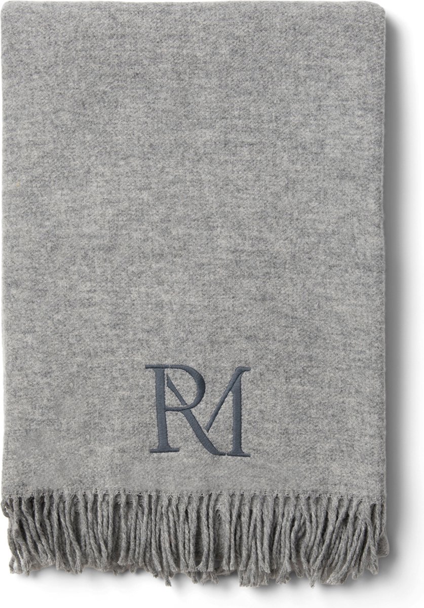 Riviera Maison Plaid Grijs - Maliso Deken met Ruffles - Wol - (LxB) 180x125