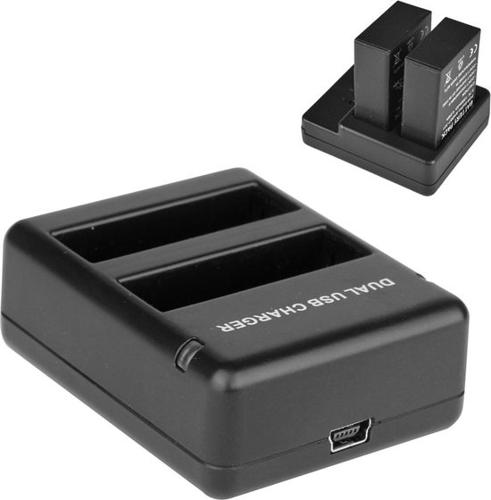 Smatree Ersatzakku (2 Stück), 3-Kanal-Ladegerät mit USB-Kabel für GoPro