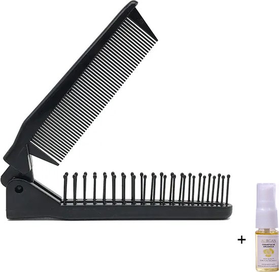 Aurgan opvouwbare haarborstel – zakformaat – inclusief arganolie