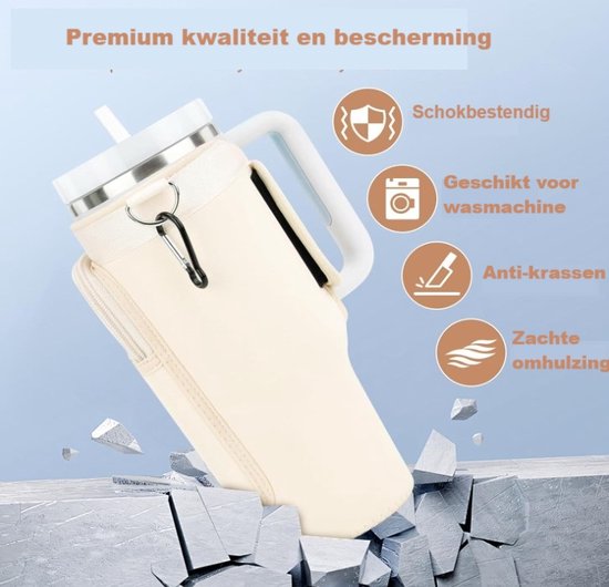 Dutchers.® Waterfleshouder geschikt voor Stanley Cup + 3x lekvrije siliconen dop - waterfles houder met riem fit 40 oz, Accessoires, waterfles tas met verstelbaar voor wandelen wandelen kamperen van Dutchers® — afbeelding 2