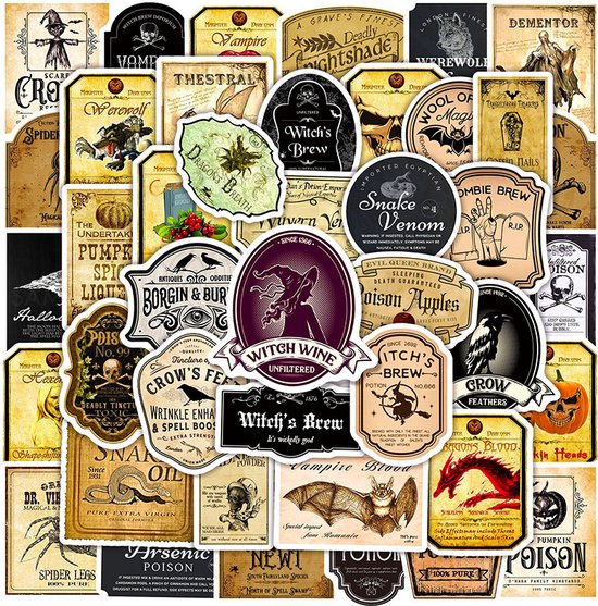 Vintage Halloween Stickers – mix van 50