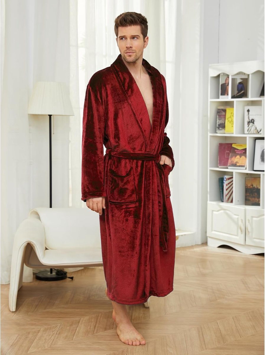 Heren fleece badjas pluche zachte warme ochtendjas badjassen voor heren nachtkleding huisjas saunajas
