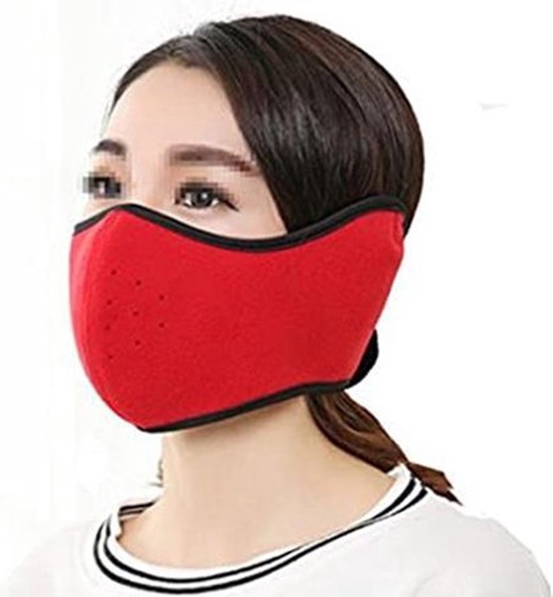 Fleece Winter Gezichtsmasker I Met Oorwarmer I Fleece Face Mask I Gezichtswarmer I Earmuffs I Verstelbaar D.M.V Klittenbandsluiting I Uniseks I Rood