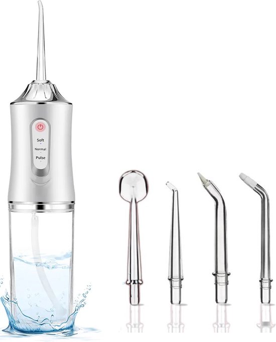Waterflosser - Monddouche - Water Flosser - Draadloos en Oplaadbaar - Opzetstukjes - Krachtig - 3 Standen - Wit