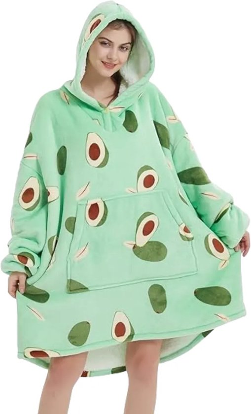 Vivva - Hoodie Deken - Hoodie - Fleece Deken Met Mouwen - Hoodie Blanket - Avocado - HOODZIE