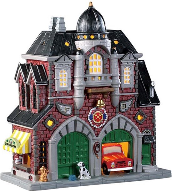 Lemax - 'Caddington Fire Brigade' - Verlicht gebouw - Exclusief adapter (werkt ook op batterijen)