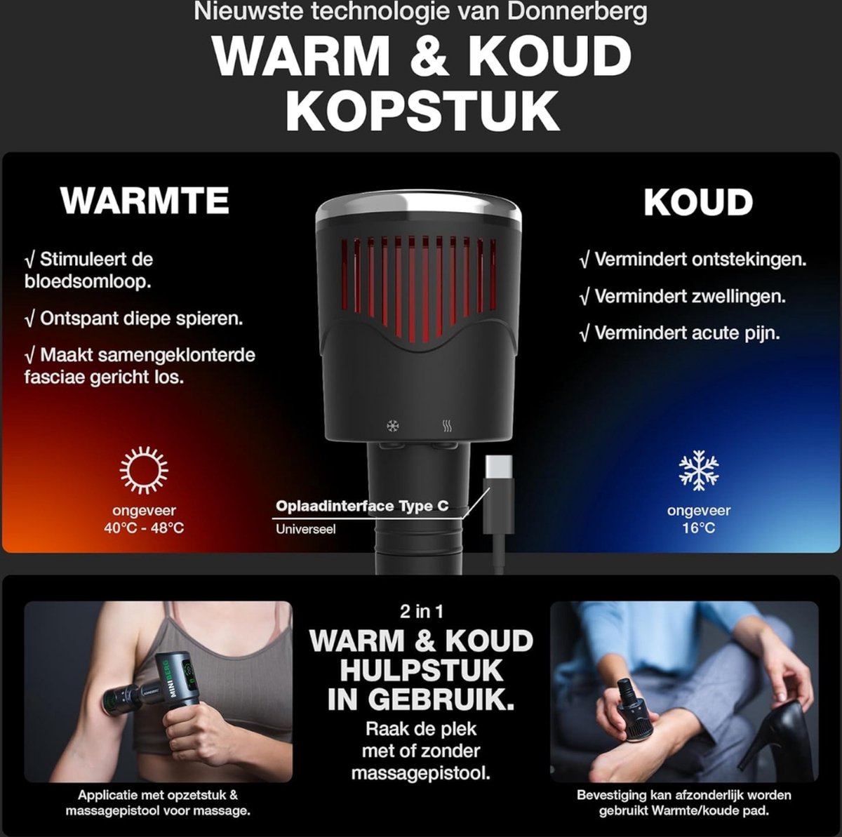 Afbeelding 3 van Equivera Massage Gun Professioneel - Massagegun - Massageapparaten - Massage Pistool - Compact Massage Apparaat