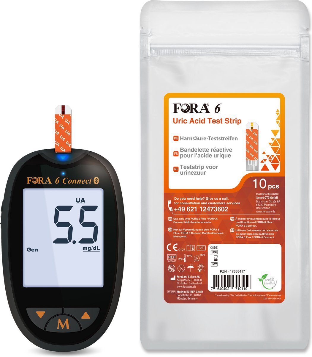 Goedkoopste FORA 6 Connect Urinezuur Meter - mg/dl (Multi-Parameter