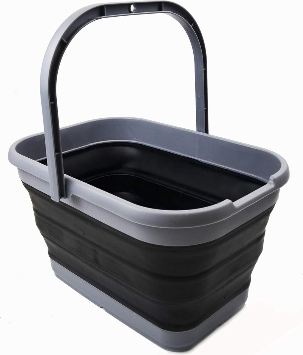 Goedkoopste Opvouwbare rechthoekige handige emmer - 12L - grijs/zwart - multifunctioneel bath bucket