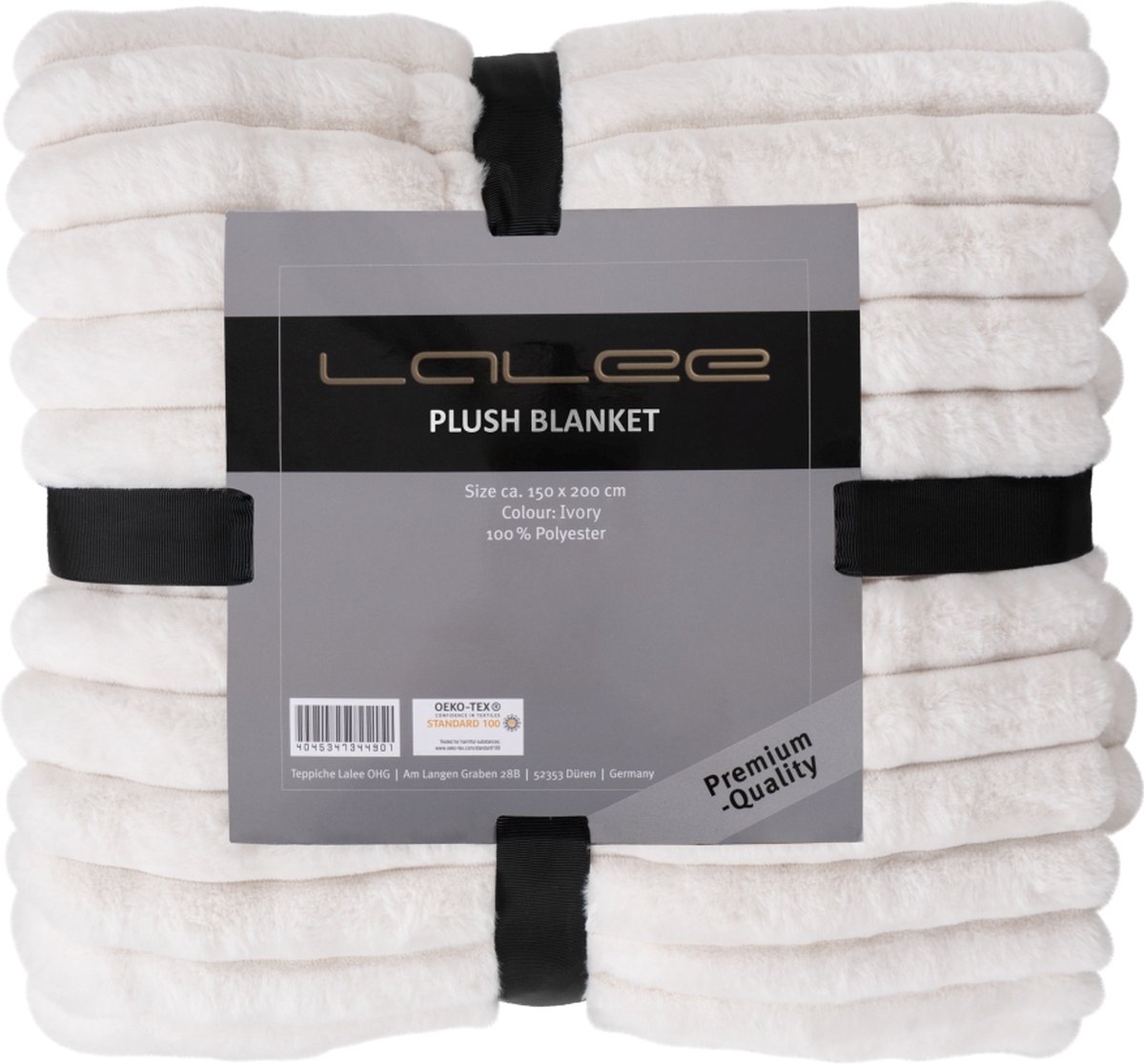 Lalee Plush Fleece deken plaid zacht gestreept 3d furr bont plaid 150x200cm ivoor gebroken wit