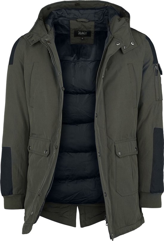 Black Premium by EMP Olijfgroene winterjas met nepbontkraag - Heren - S