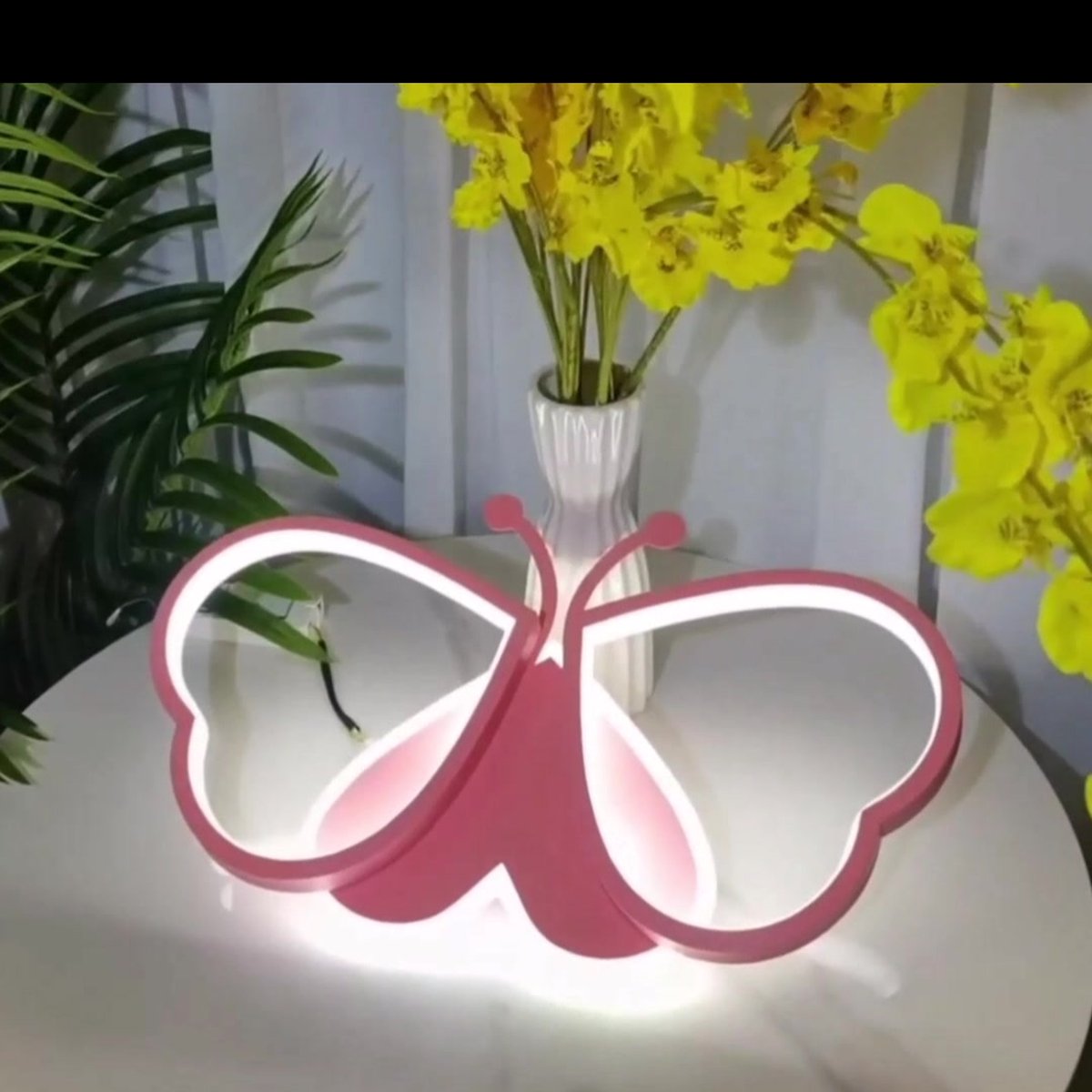 Elobra Welle Falter Children's Lamp for Girls, Beautiful Children's Room Ceiling Light for Girls, Butterfly Lamp, Pink, Flowers, Movable Ceiling Spotlight, 100 x 20 x 25 cm, Pink Pink