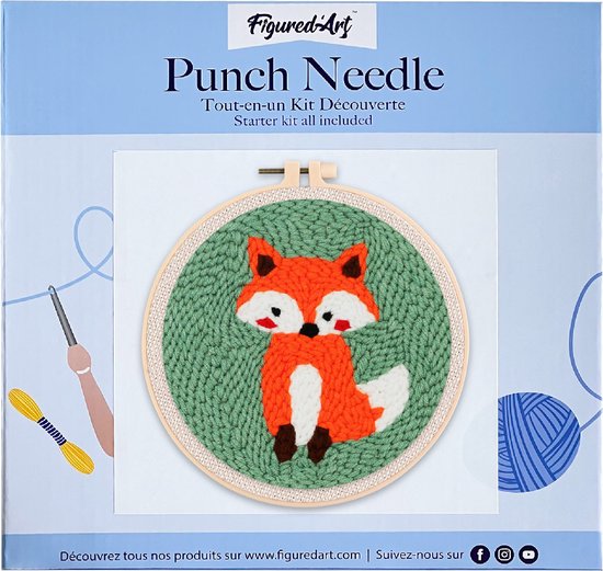 Kit Broderie Punch Needle Pour Débutants - Avec Motif, Fils, Aiguille Et Cercle De Broderie 20 Cm, Activité Créative