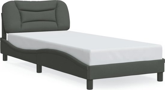 Bedframe Met LED Zonder Matras Hvar Kunstleer Zwart En Wit 80x200 Cm