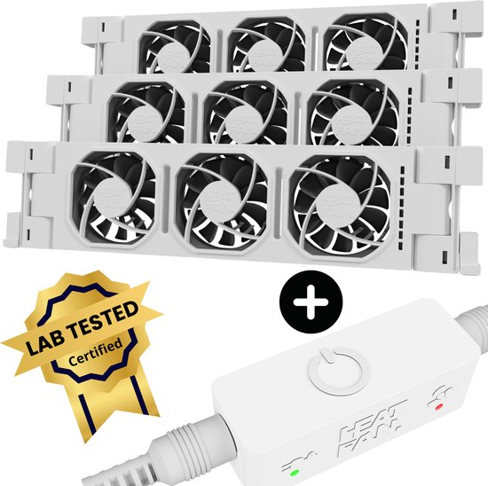 Heatfan 3 Basic - Ventilateur de radiateur avec capteur Smart - 3 pièces - Taille universelle - Ventilateur convecteur sans son - Wit