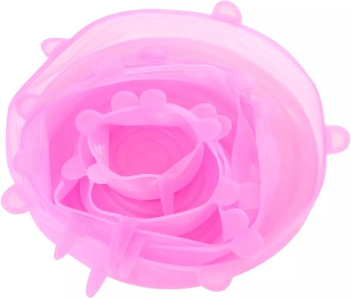 Siliconen deksels - 6 stuks - Roze - Tot 30% uitrekbaar