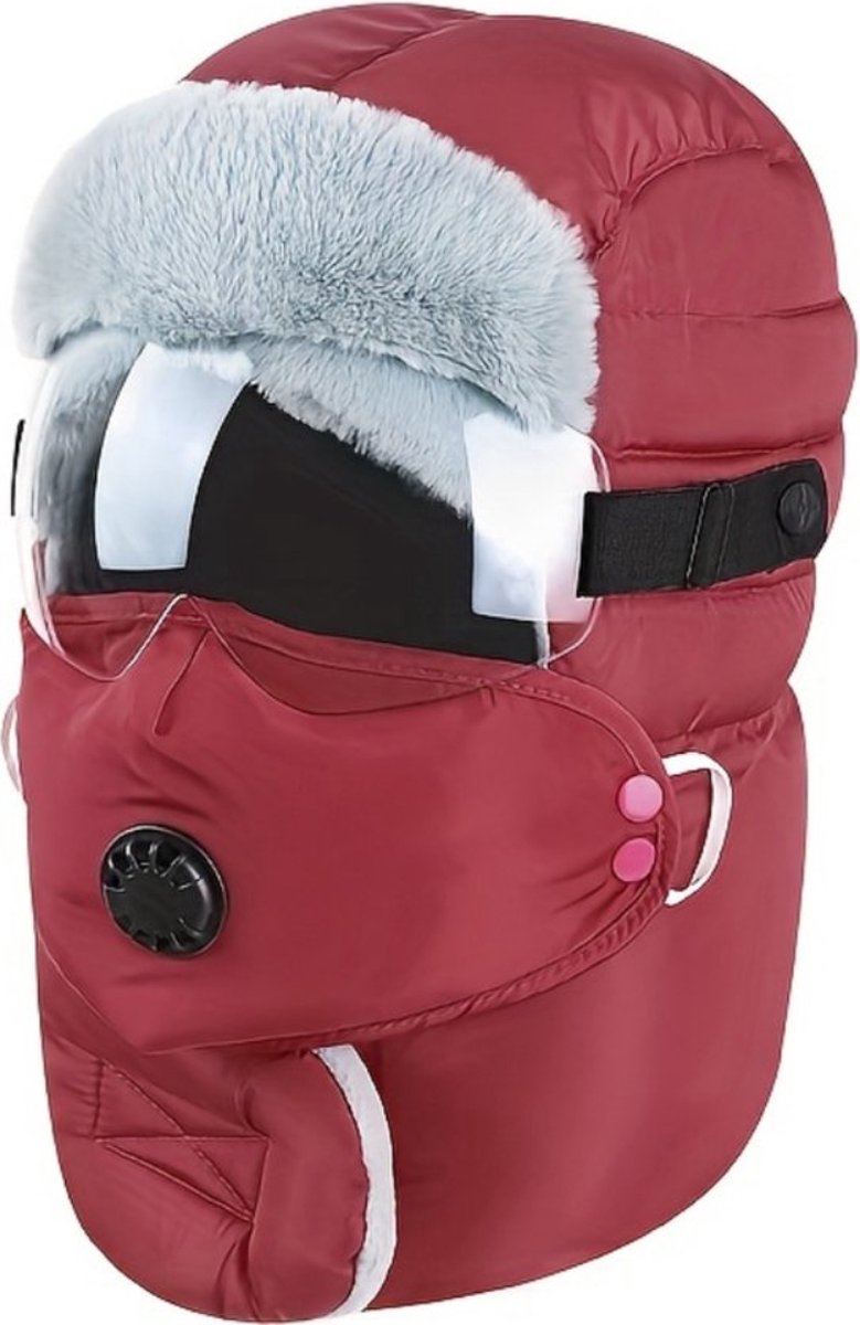Bovista Wintermuts Heren Dames Volwassenen Muts Ski Mask Bivakmuts Balaclava Ski Masker Face Mask Full Face Mask Winter Masker Met Bril Rood