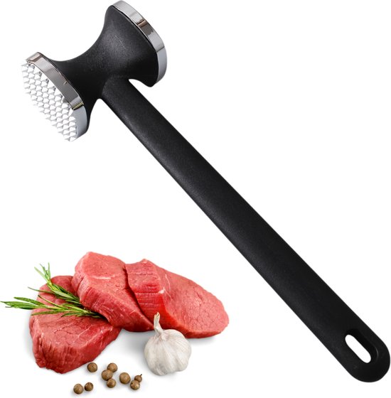 Bovista Marteau à Viande - Attendrisseur de Viande - Broyeur de Viande - Batteur à Viande - Kip - Bœuf - Porc - Accessoires BBQ - Hammer à Viande - Argent