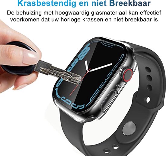 Transparant horlogekastje beschermt tegen krassen, getoond met een sleutel.