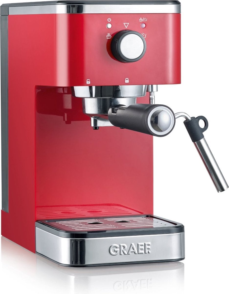Graef Salita Espresso piston machine ES403 Rood compact 14 cm breed 1400 Watt voor losse koffie en koffiepads