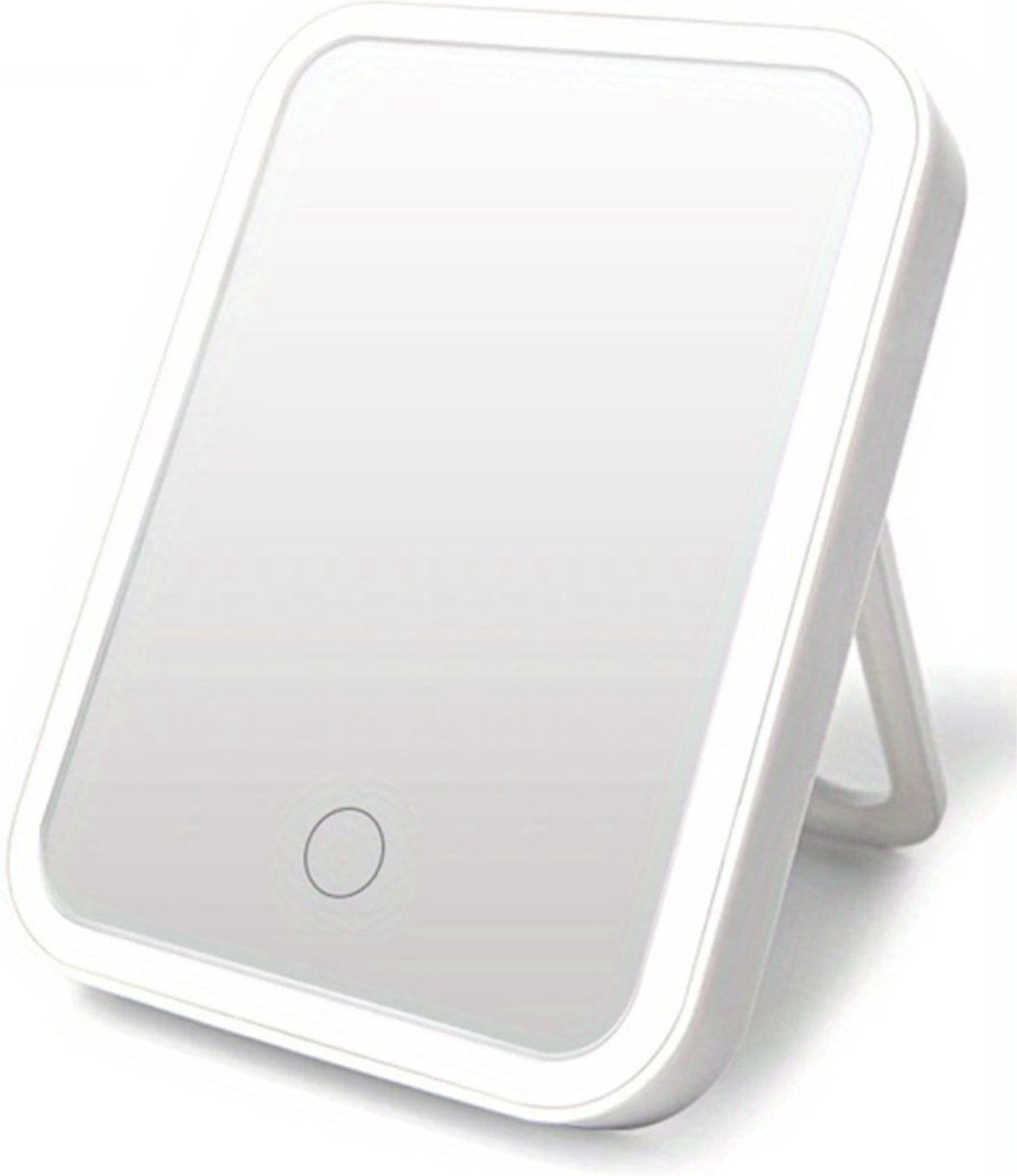 Goedkoopste Bovista Opmaakspiegel Met Ledverlichting - Make Up Spiegel - Met Led Verlichting - Tafelspiegel - Met Licht - Staande Spiegel - Inklapbaar - Wit