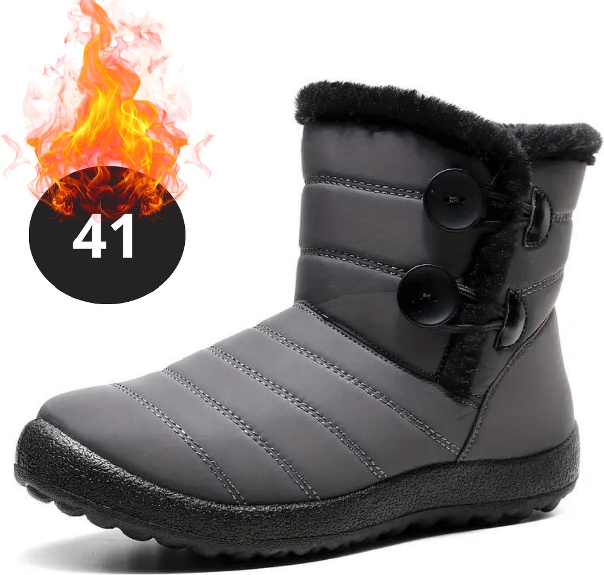 Nivard Snowboots Sneeuwschoenen Sneeuwboots Dames Wintersport Ski Skischoenen – 41 Knopen Grijs