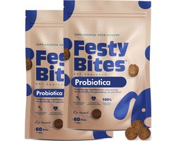 FestyBites Probiotica Hond – Hondensupplement bij gevoelige maag & onrustige spijsvertering – 120 stuks – Natuurlijk & graanvrij – FAVV-gekeurd