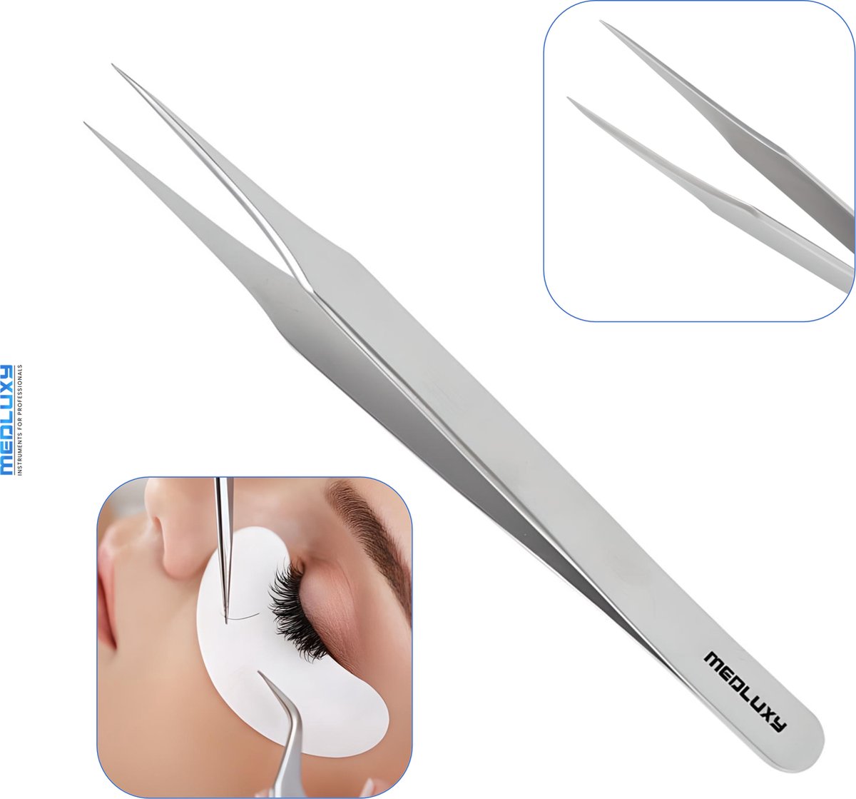 Goedkoopste MEDLUXY® Pro - Wimperpincet - 12 cm - Recht - Fijne Punt - [WP0561] (Eyelash Tweezer - RVS Pincet voor Wimperextions - Nepwimpers, Hobby, Horlogemaker